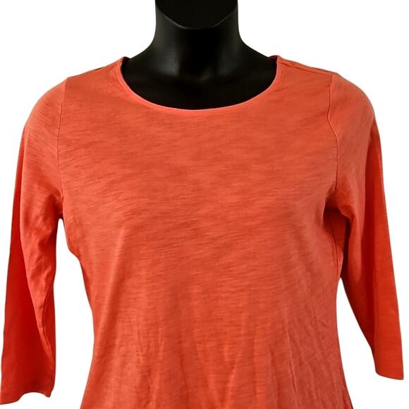 NWOT Belle by Kim Gravel Women’s Coral Orange 3/4 Sleeve Top – Size Small - Picture 7 of 8
